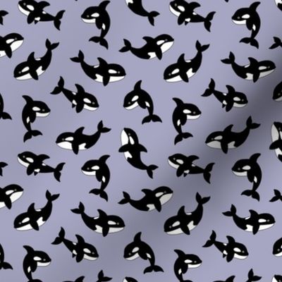 Little orca sea killer whale ocean adorable scandi style fish print for kids  black and white lilac purple