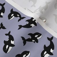 Little orca sea killer whale ocean adorable scandi style fish print for kids  black and white lilac purple