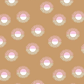 Little minimalist sunrise morning boho sunny day vintage seventies style caramel brown pink white