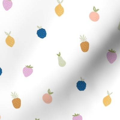 Summer fruit smoothie fun tropical juice garden with pears strawberries and pineapples kids multi color on white