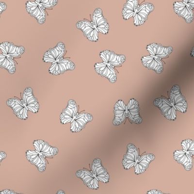 The minimalist boho butterfly nursery scandi textiles coral blush white 