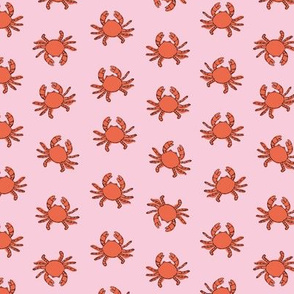 Little summer crabs sweet minimalist beach animals red pink