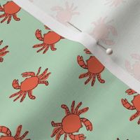 Little summer crabs sweet minimalist beach animals red mint green 