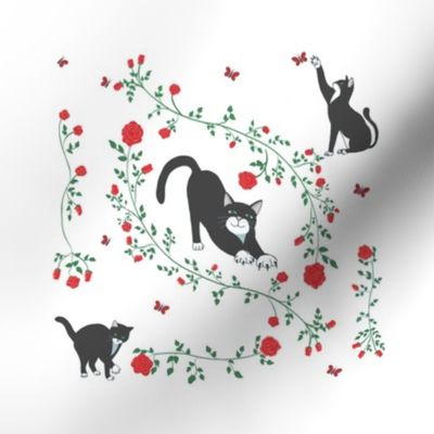 Cats and roses (embroidery pattern)