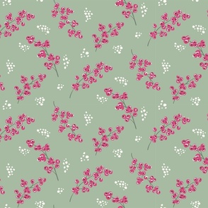 Snowing pink berry pattern// small scale