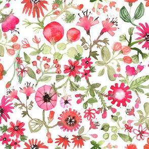 Red Flowers Watercolor Pattern