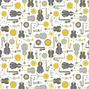 (Medium) Jazz musical instruments yellow grey