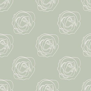 Small Minimal Roses in Sage Green One Line Drawing Art