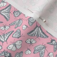 Pink and Gray Butterfly Ditsy Garden Toile  ©2011 by Jane Walker