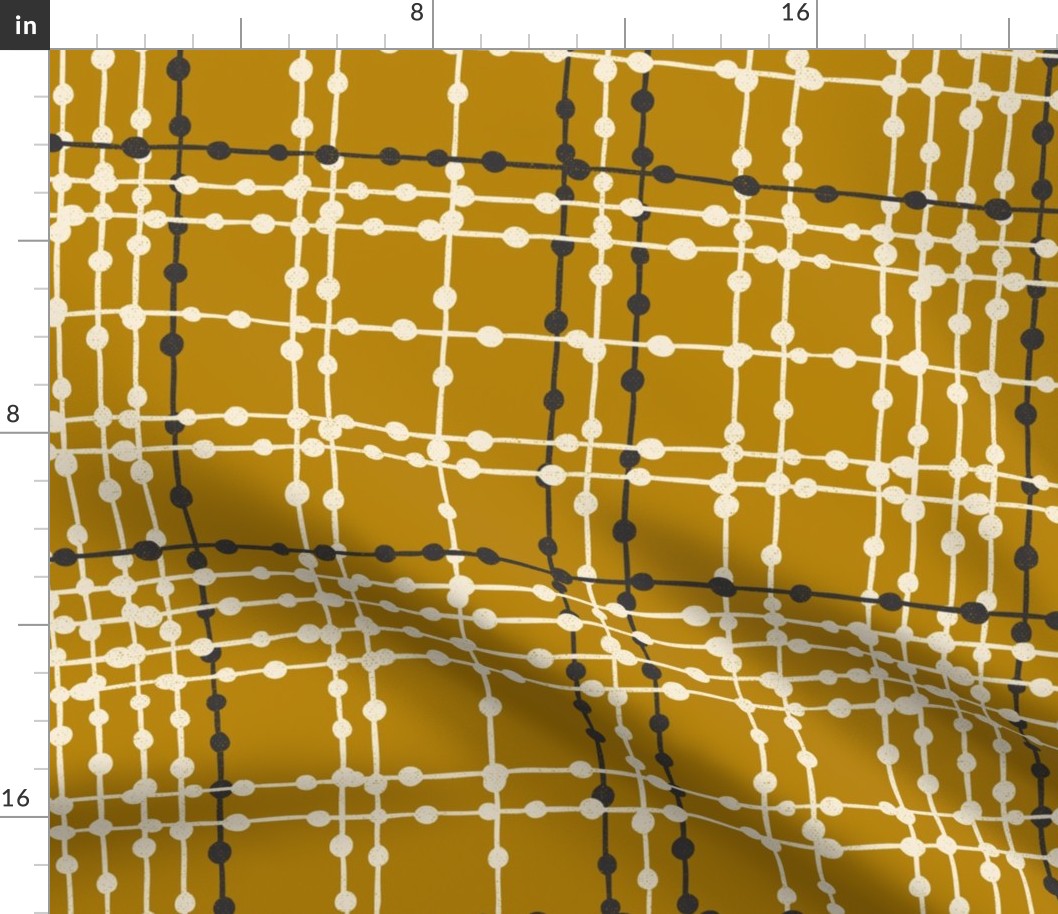 Skipping Stones - Dot Geometric Plaid - Golden Yellow Large Scale