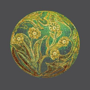 Bohemian Botanical Gold & Emerald Green Daisy Embroidery Tapestry Orb-ch-ch