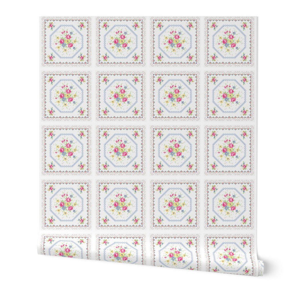 Petit point teacup cocktail napkin sm