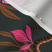 Snakes and Peonies (Pink Grey)