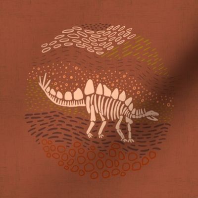 Earthy Stegosaurus - embroidery/wall art