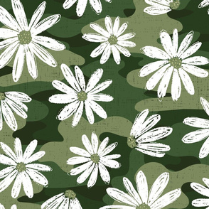 Green Camo Daisies-extra large scale