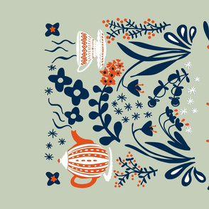 Tea Towel Good vibes only - folk art illustration