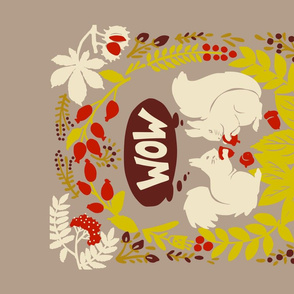 Tea Towel wow - folk art illustration