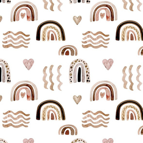 Watercolor powdery pink and neutral beige rainbow pattern 4