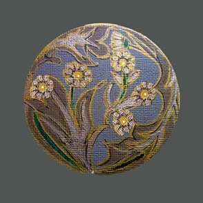 Bohemian Nouveau Botanical Gold & Silver Green Daisy Embroidery/ Tapestry Project Orb