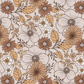 Vintage flowes brown beige