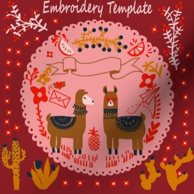 Embroidery Template - relaxed llamas