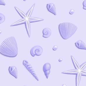 Violet Seashells, Starfish and pearls