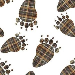 Plaid Bear Paws White