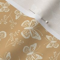  Soft mustard, butterflies, butterfly, floral