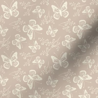 Soft dusky pink, butterflies, butterfly, floral