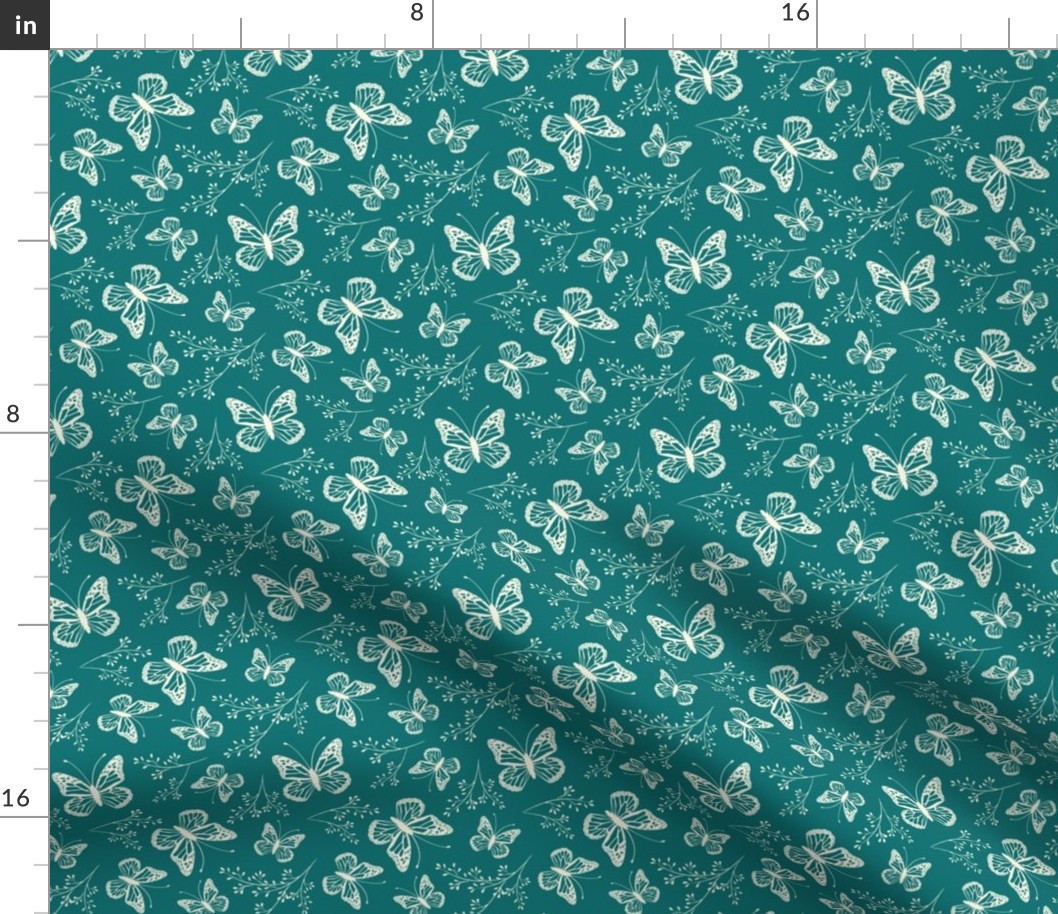 Teal, butterflies, butterfly, floral 