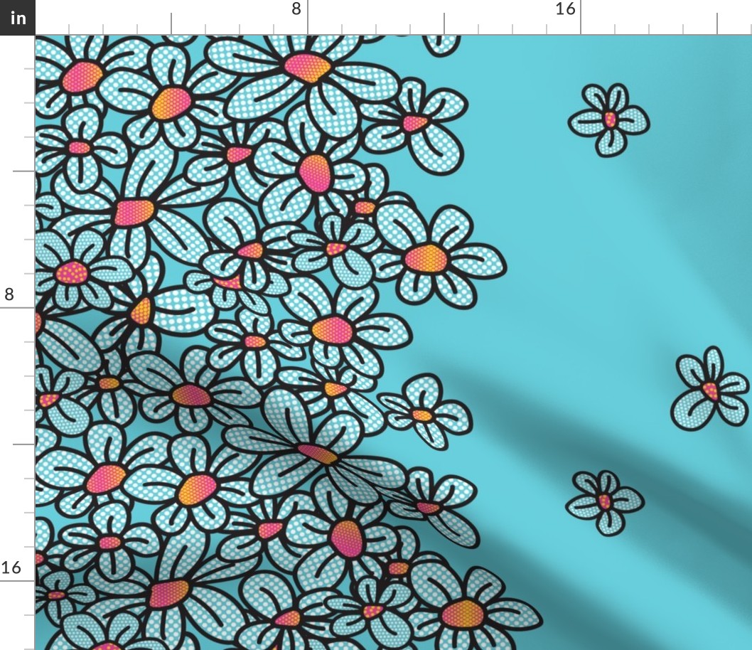 Flower Pop Border (Aqua)