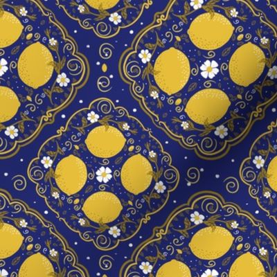 lemons floral navy medium