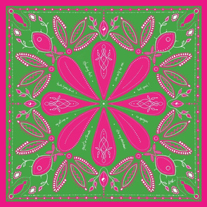 Hell, yeah! Scarf bandana  - green & fuchsia pink