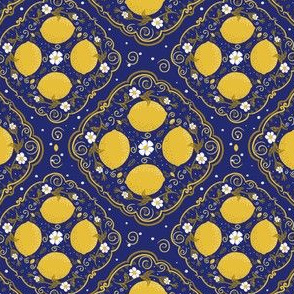 lemons floral navy small