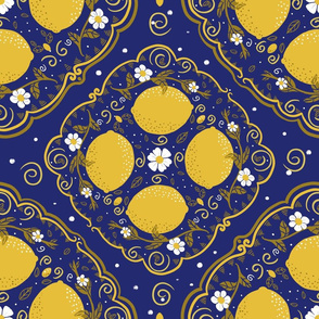 lemons floral navy large