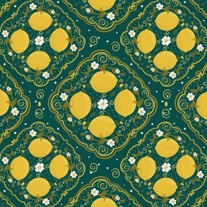 lemons floral teal small