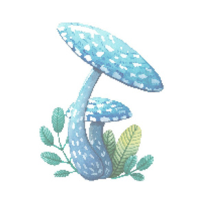 Blue Mushroom  Cross Stitch