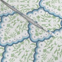 Custom Blue and Green SCALLOPED EDGES PAISLEY TEXTURE