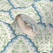 Custom Blue and Green SCALLOPED EDGES PAISLEY TEXTURE