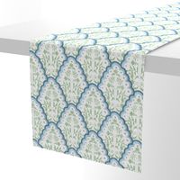 Custom Blue and Green SCALLOPED EDGES PAISLEY TEXTURE