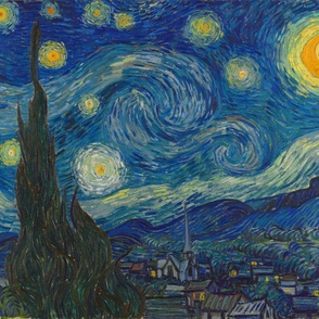 Starry Night - bright colors - 29.7" wide, 24" tall repeating panel