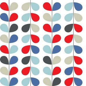 Patriotic red white and Blue Stems Geometric 