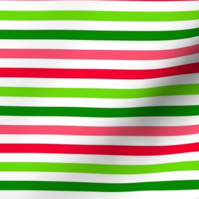 Smaller Scale Watermelon Vertical Stripes in Red Green Lime and Pink
