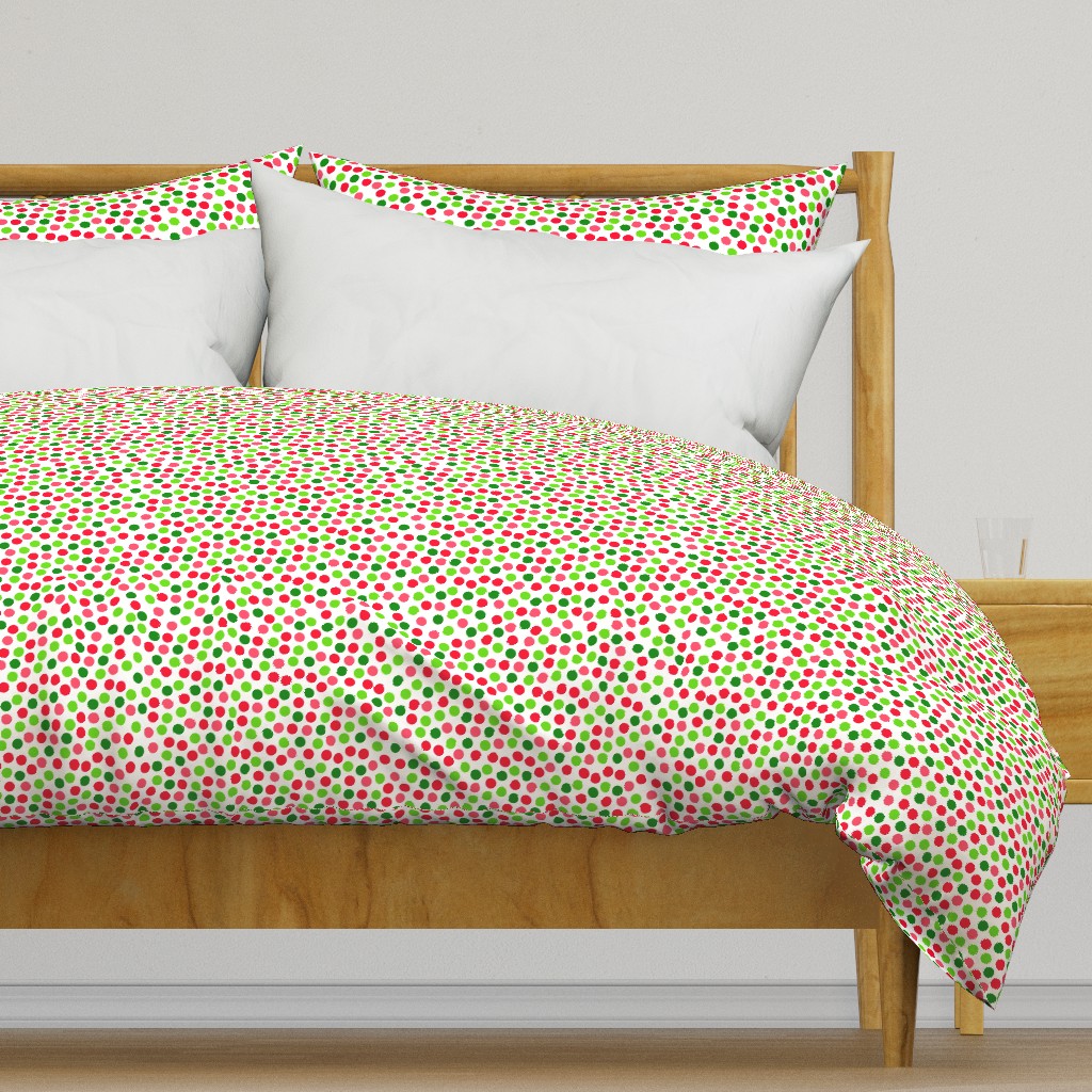 Smaller Scale Watermelon Dots in Red Pink Lime Green Polkadots