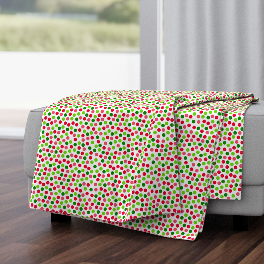 Smaller Scale Watermelon Dots in Red Pink Lime Green Polkadots