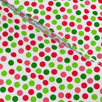 Smaller Scale Watermelon Dots in Red Pink Lime Green Polkadots