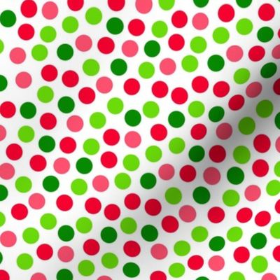 Smaller Scale Watermelon Dots in Red Pink Lime Green Polkadots