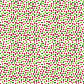 Smaller Scale Watermelon Dots in Red Pink Lime Green Polkadots