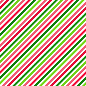 Bigger Scale Diagonal Watermelon Stripes in Red Green Pink Lime