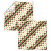 Smaller Scale Diagonal Watermelon Stripes in Red Green Pink Lime